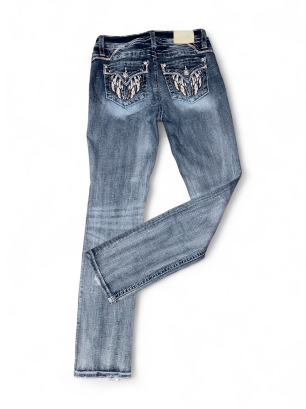 Y2K Miss Me Mid-Rise Straight Leg Embellished Pockets Denim Jeans